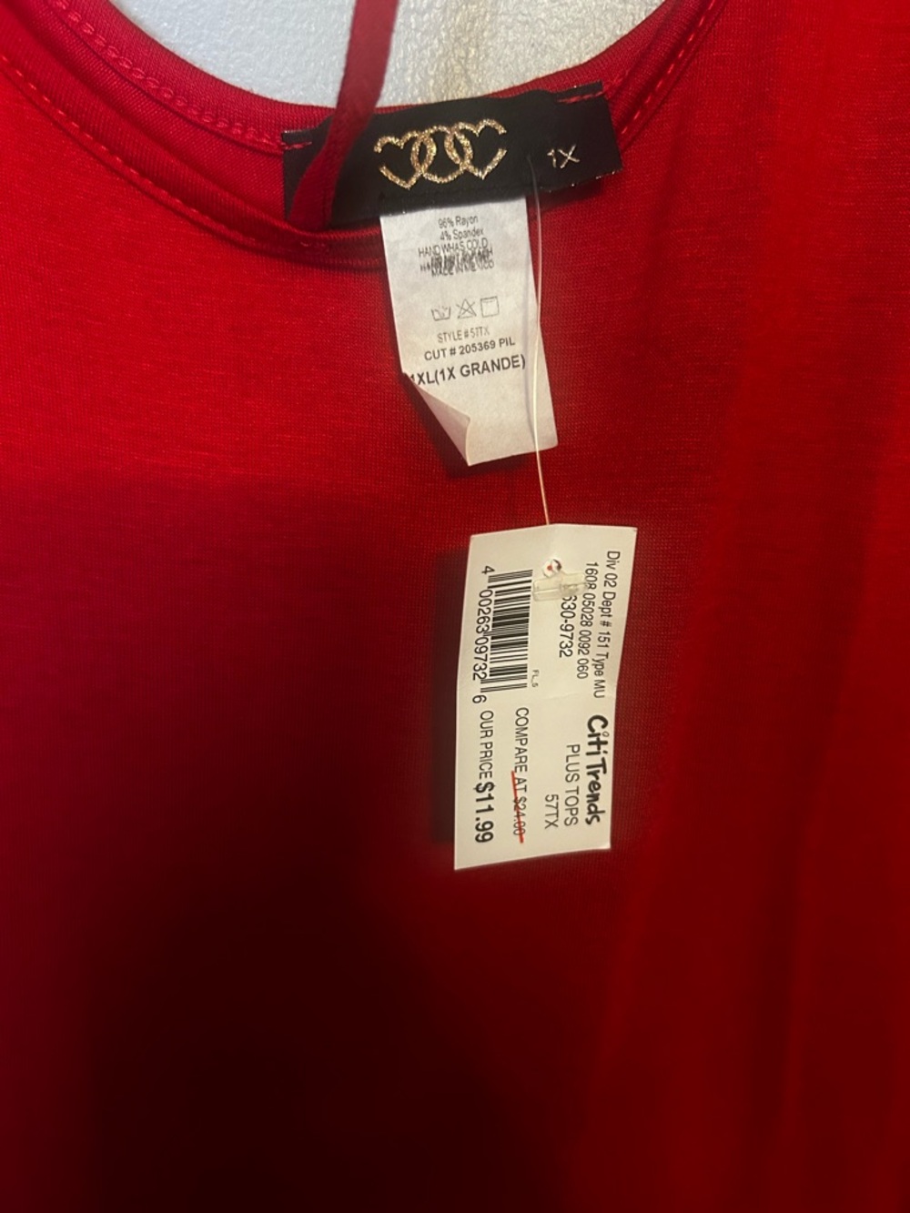Red Long-Sleeve Women's Top with Halter Detail - Picture 3 of 3